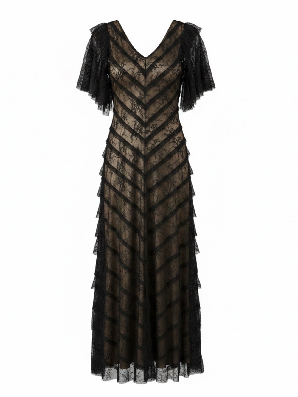 Tadashi Shoji Chantly Hand Cut Lace Tiered Formal Dress - size 2 🌟 - Picture 1 of 4